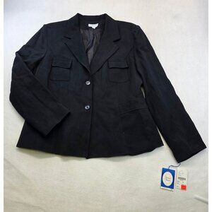 Vintage J'Envie New York Wool Blazer Jacket 16 Black Deadstock USA Quiet Luxury